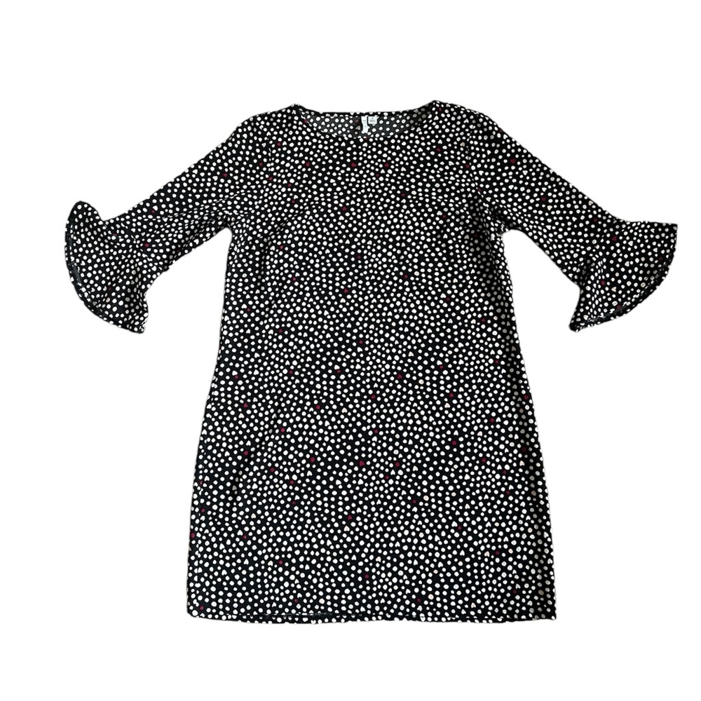 Hearts & polka dots pattern bell sleeves dress